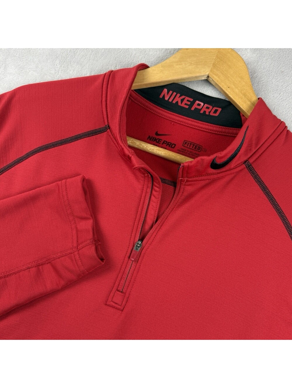Nike Pro Combat 1/4 Zip Pullover Athletic Men Size XL Red Training Running Gym